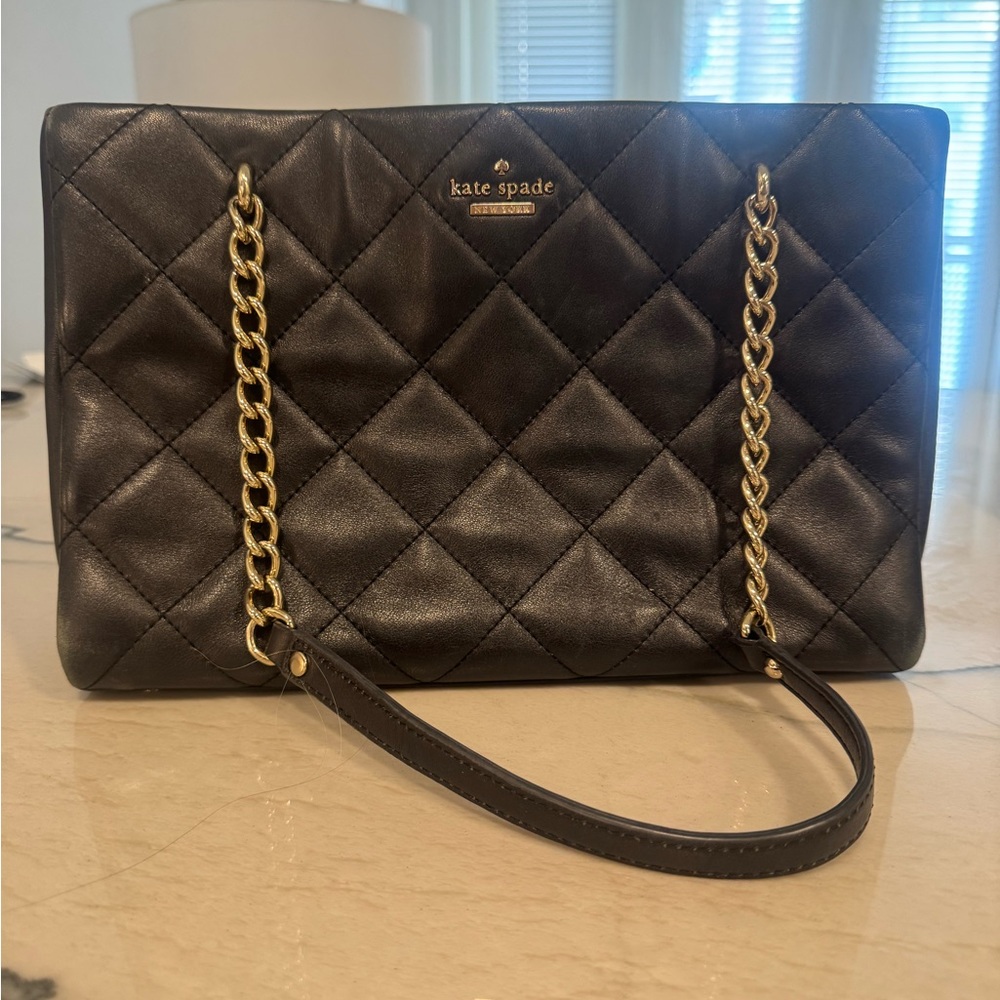 Kate Spade Black and Gold Quilted Shoulder Bag